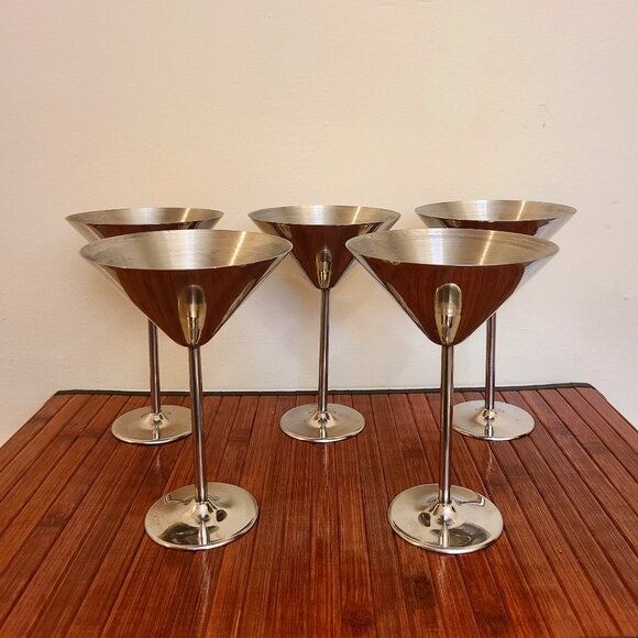 Stainless Steel Martini Glasses - Set of  Five - Picture 1 of 6